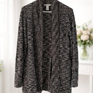 Lucy & Laurel XL Black Gray Marled Open Front Cardigan